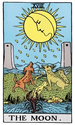 The Moon tarot card (Rider–Waite)